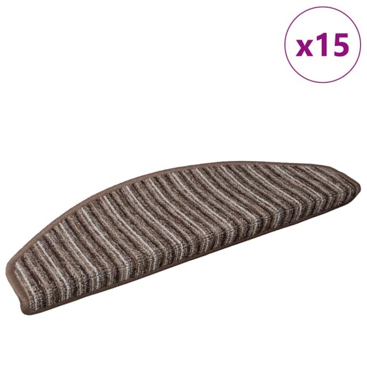 Selvlimende trappematter 15 pcs Brun 65 x 21 x 4 cm Selvlimende trappematter 15 pcs Brun 65 x 21 x 4 cm