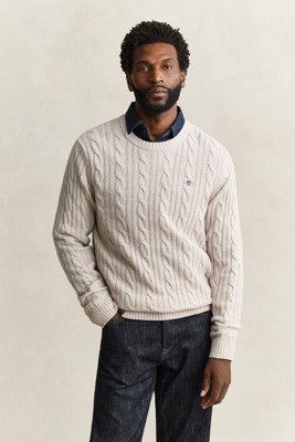 Gant Lambswool Cable C Neck CLAY BEIGE 3XL