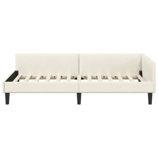 Hjørnesengramme med hodegjerde Krem 80 cm x 200 cm Fløyel
