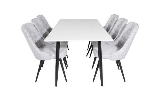 Venture Design Polar & Velvet spisegruppe Hvit/grå 6 st stoler & bord 180 x 90 cm