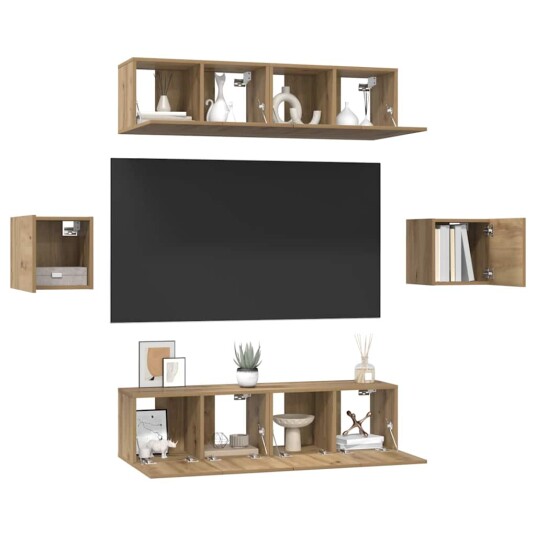 TV benksett Veggmontert 6 pcs artisan eik Konstruert tre TV benksett Veggmontert 6 pcs artisan eik Konstruert tre