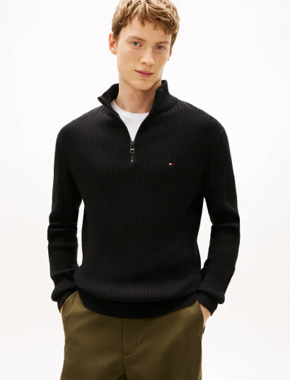Tommy Hilfiger Pima Ctn Cash Structure Zip Mock Black XXL Tommy Hilfiger Pima Ctn Cash Structure Zip Mock Black XXL