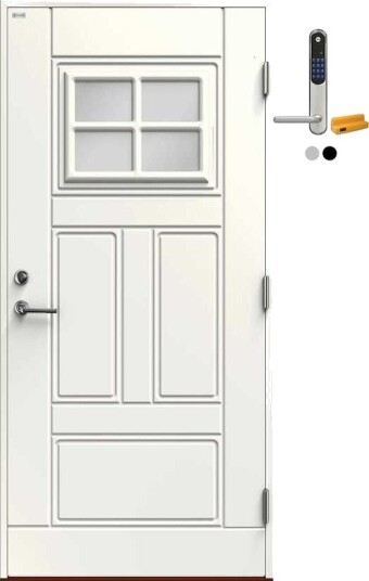 Ytterdør Diplomat Luster Hvit med Yale Doorman Classic Home