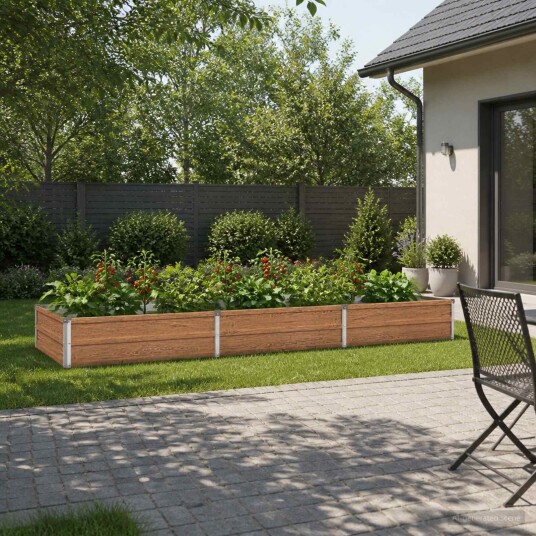 vidaXL Hevet Hagebed Treet Brown 240 x 80 x 24 cm kaldvalset stål