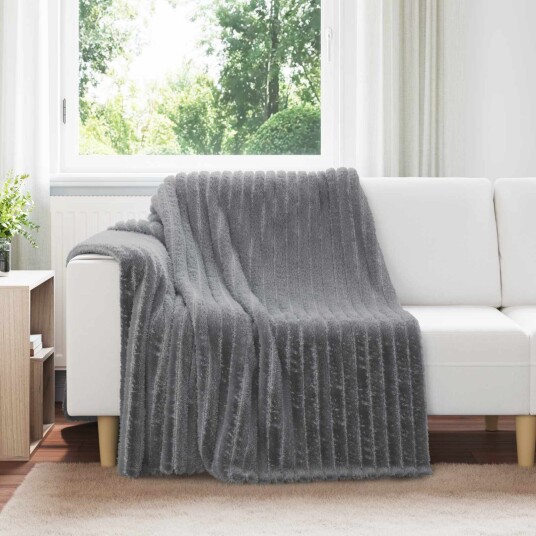 vidaXL Kastteppe Mørkegrå 200 x 150 cm Fleece