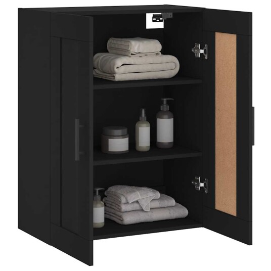 Veggmontert skap svart 69,5x34x90 cm konstruert tre 8720845950545