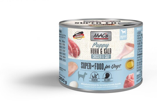 Mac'S Super Food For Puppies Kylling Og Kalv 200G Våtfôr