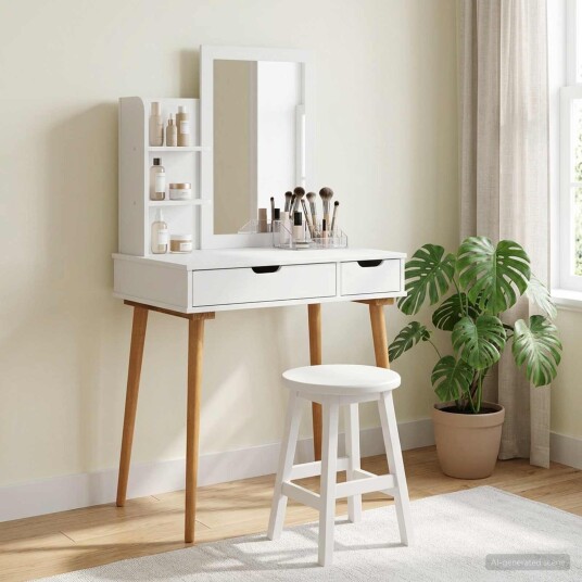 vidaXL Sminkebordsett FAUSKE 3 stk. Hvit 76 x 50 x 143 cm vidaXL Sminkebordsett FAUSKE 3 stk. Hvit 76 x 50 x 143 cm