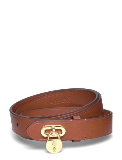 Lauren Ralph Lauren Padlock Leather Belt   Brown   XS