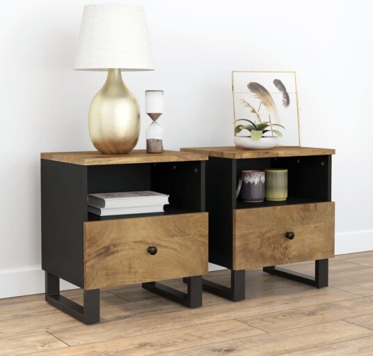 Nattbord 2 stk heltre mango og konstruert tre 8720845578749