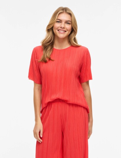 Vila Viplisa O Neck S/S Top Noos Red S Vila Viplisa O Neck S/S Top Noos Red S