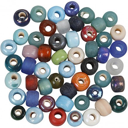 Diverse Glassperlemix diam 9 mm hullstørrelse 2,5 3 mm Ass farger 500 g ca 680 stk