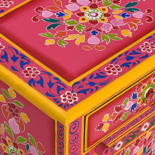 vidaXL TV-benk mango heltre rosa håndmalt