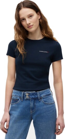 Tommy Jeans Tjw Slim Ess Logo 1 Ss Tee Ext Navy XS