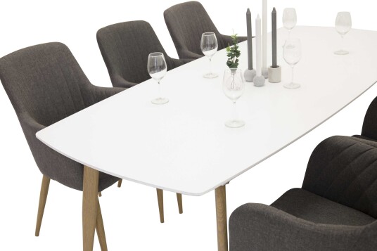 Venture Design Polar & Comfort spisegruppe Hvit/grå 6 st stoler & bord 240 x 100 cm