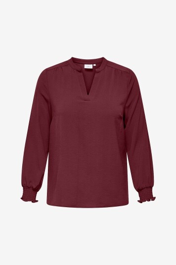 Only Carmakoma Bluse carMetta Life V neck Top Wvn Rød
