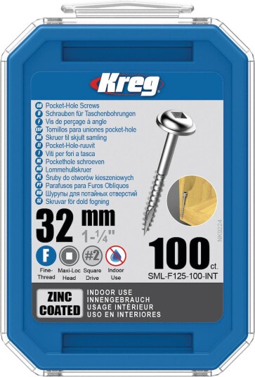 Kreg SML F125 100 INT Treskrue 32 mm 100 pakning Maskintilbehør & forbruk