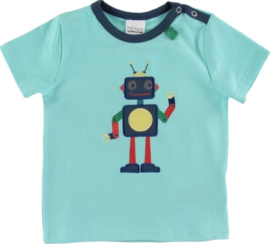 Freds World T skjorte   Hello Robot   Aqua   Freds World   74   T skjorte   Blå