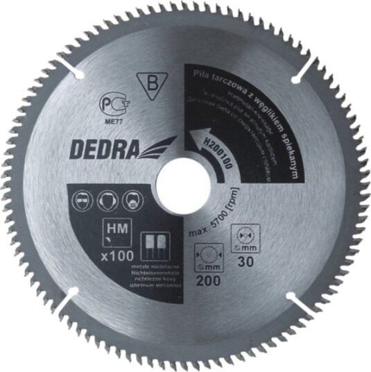 Dedra Kappeskive 205X30 100 Z. Med Plattekking - H205100