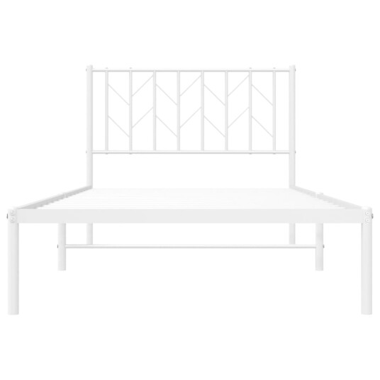 vidaXL Sengeramme i metall med hodegavl hvit 100x190 cm 8721012250130