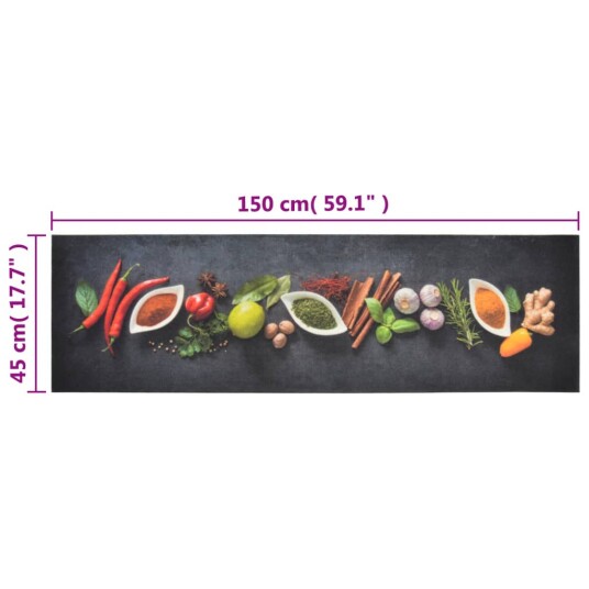 vidaXL Kjøkkenteppe vaskbar krydder 45x150 cm fløyel