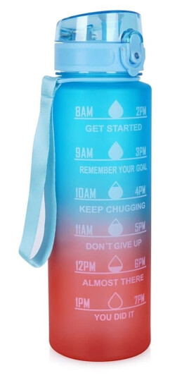 Stilig 1L vannflaske med Ombre-design og inspirerende tekster