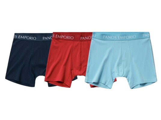 Panos Emporio 3pk Base Bamboo Boxer Navy/lipstick Red/water Medium