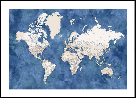 Detailed world map with cities Sabeen Plakat Plakat / 70x100cm