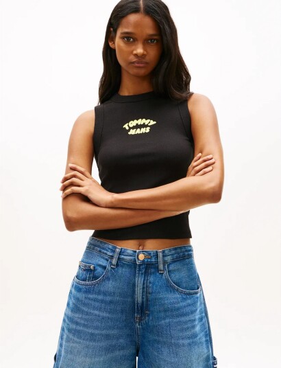 Tommy Jeans Tjw Slim Sh Tj Bubble Tank Black L
