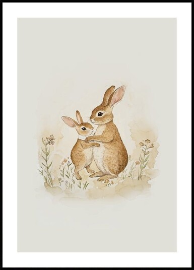 Tender Moment Between Two Rabbits Plakat Plakat / 50x70cm