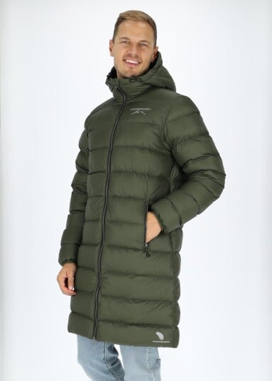 Östersund Long Down Coat Olive/Black S  Dunjakker