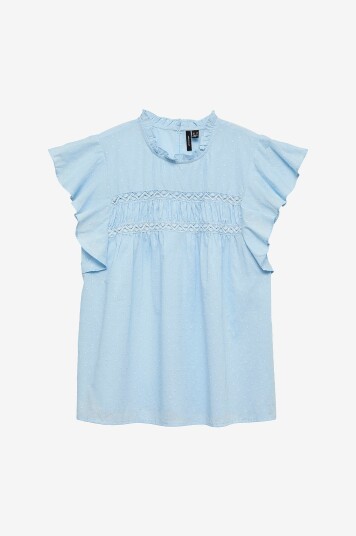 Vero Moda Bluse vmTrine SL Lace Top Blå