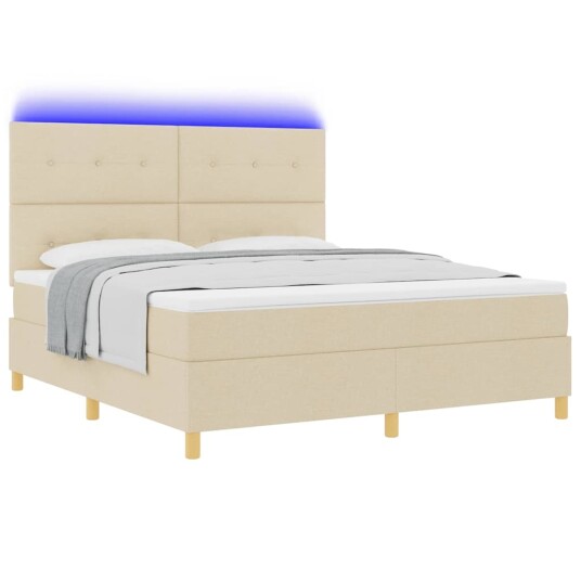 LED Box Springer Bed med madrass Krem 180 x 200 cm stoff LED Box Springer Bed med madrass Krem 180 x 200 cm stoff