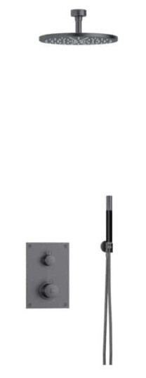 Tapwell Box7268 Takdusj Innbygging - Takmontert Brushed Black Chrome / 85mm Ø300mm (TA-9426922)