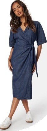 Happy Holly Denim Wrap Dress Dark blue 44/46