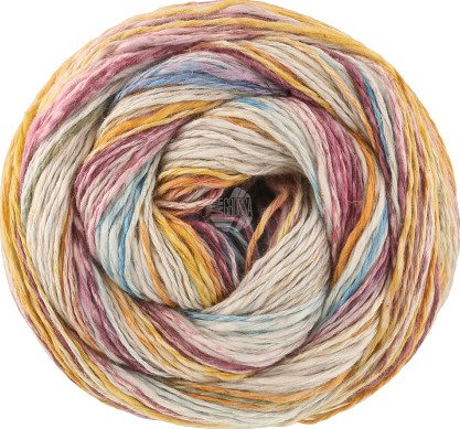 Lana Grossa Gomitolo California Garn 3046 Sart-/Sky Blue/Ocherry Yellow/Safron Yellow/Blackberry/Blackberry