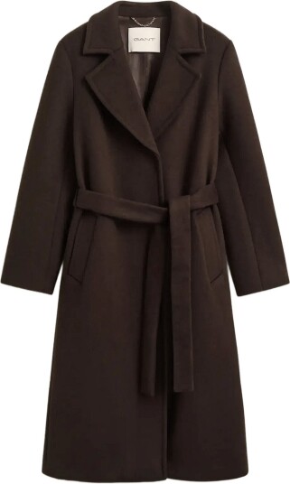 Gant Belted Wool Blend Coat DEEP BROWN S