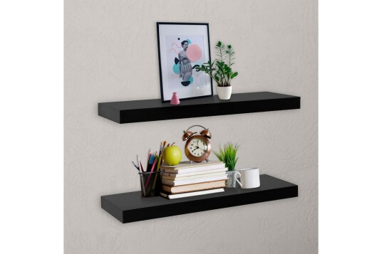 Vegghyller 2 stk svart 60x20x3,8 cm