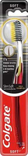 Colgate Slim Soft Advanced Gold Charcoal Tannbørste Soft