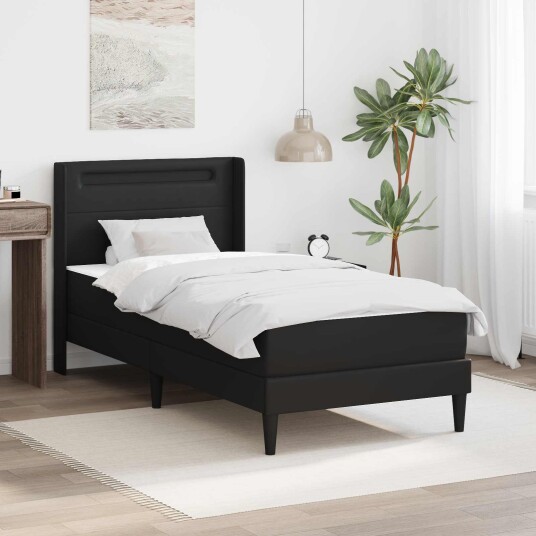 vidaXL Sengeramme med madrass Svart 90 x 200 cm Kunstlær vidaXL Sengeramme med madrass Svart 90 x 200 cm Kunstlær