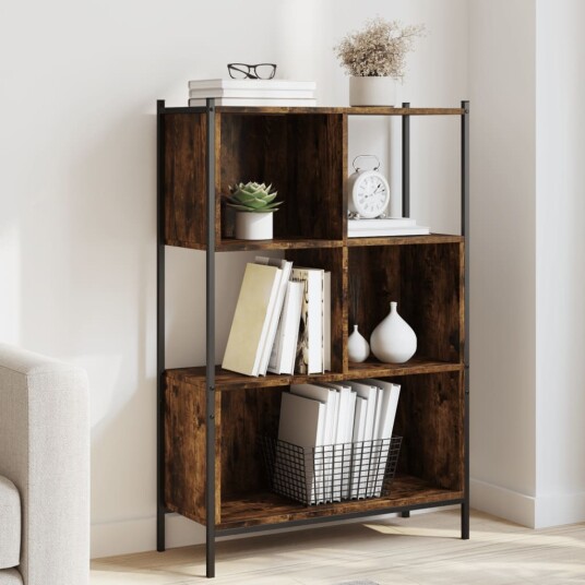 Bokhylle røkt eik 72x28x109 cm konstruert tre 8721012339361 Bokhylle røkt eik 72x28x109 cm konstruert tre 8721012339361