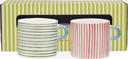 Anna + Nina Stripe Affair Tea Mug Set Of 2   MULTICOLOR   ONZE SIZE