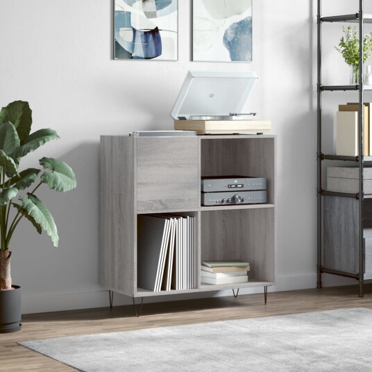  Hifi benk grå sonoma 84,5x38x89 cm konstruert tre