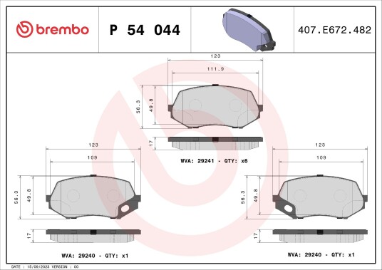 Bremseklosser BREMBO P 54 044