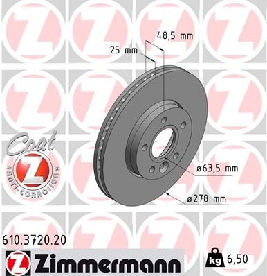 Bremseskive ZIMMERMANN 610.3720.20 Bremseskive ZIMMERMANN 610.3720.20
