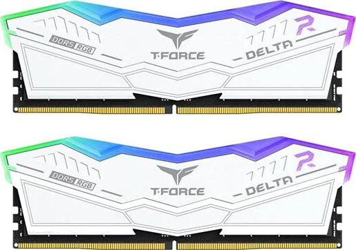 Team Group T-Force Delta RGB DDR5-6000 - 64GB - CL38 - Dual Channel (2 pcs) - AMD EXPO & Intel XMP - Hvit med RGB