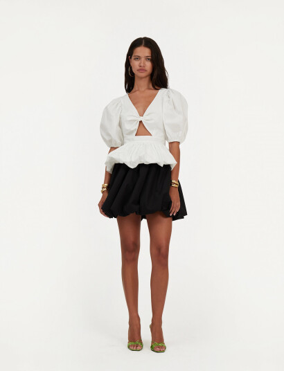 ROTATE Birger Christensen Puff Sleeve Bubble Top White 38 ROTATE Birger Christensen Puff Sleeve Bubble Top White 38