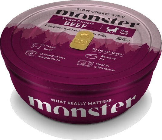 Monster Pet Food våtfôr Våtfôr Slow Cooked Stew Storfekjøtt Hund Hundefôr & hundemat Våtfôr & våtmat Pet Food 280 g