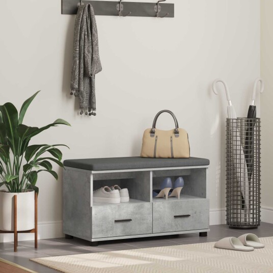 vidaXL Gangbenk BetongGrå 80 x 38 x 46 cm Konstruert treverk og stoff
