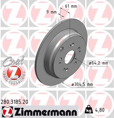 Bremseskive ZIMMERMANN 280.3185.20